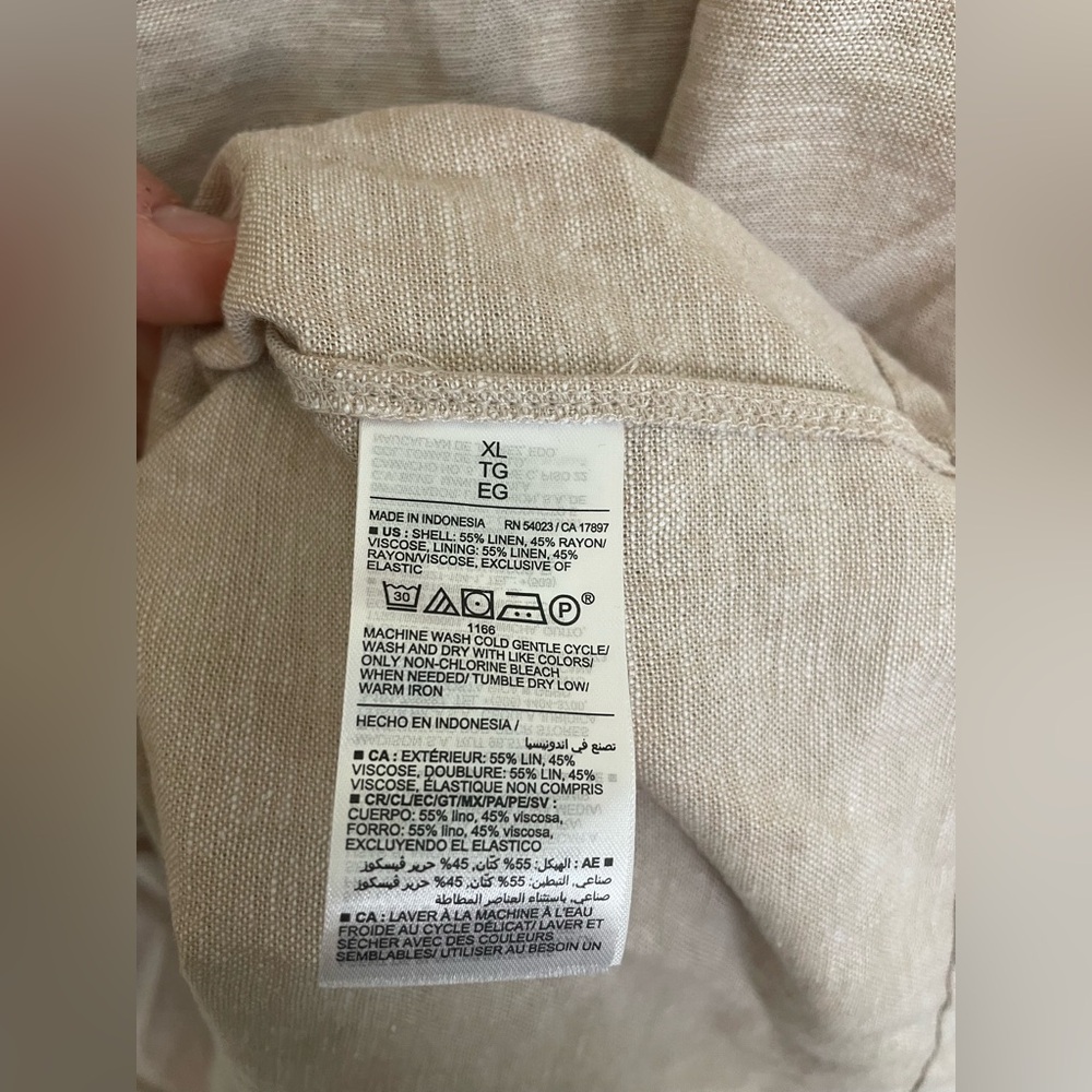 NWT Old Navy Linen Blend Dress Smocked Classic Minimalist Tan - Size XL - Picture 6 of 6